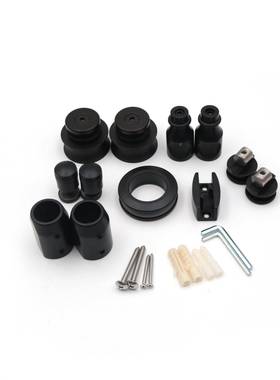 供高端黑色圆管玻璃移门五金配套浴室暗拉套装淋浴房五金滑门配件