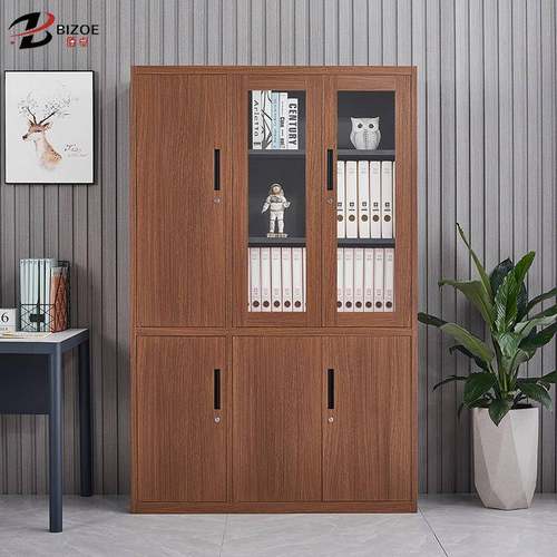 BIZOE钢制木纹转印文件柜更衣柜员工储物柜财务资料矮柜工厂