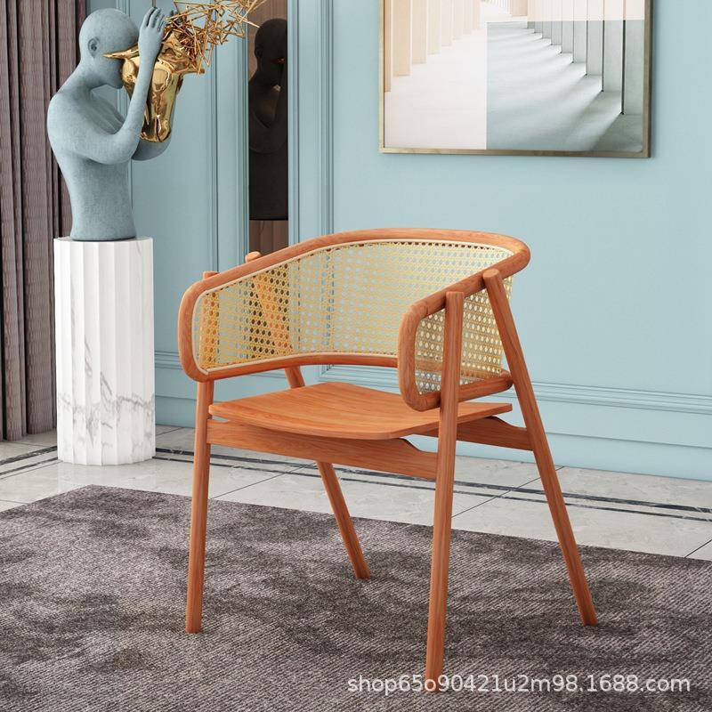 东南亚餐厅实木卡座沙发编藤餐椅主题连锁餐厅饭店茶餐厅餐饮餐椅