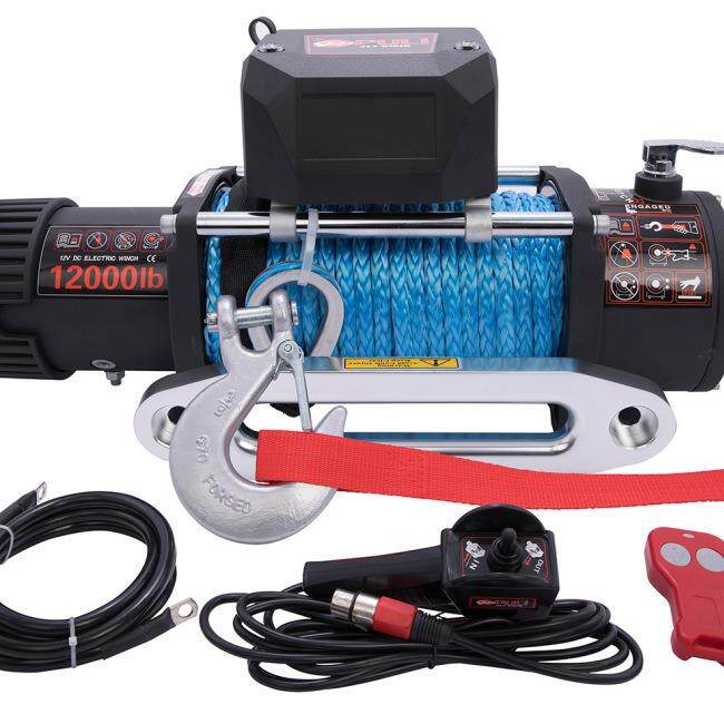普力绞盘12000磅合成绳越野改装带过载保护断电开关自救脱险