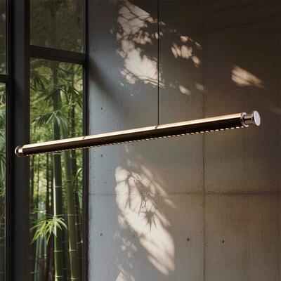 写意灯一字餐厅吊灯现代轻奢茶室高端设计吧台岛台长条灯具