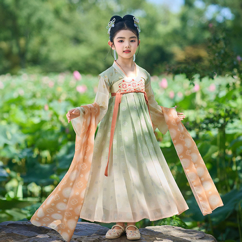 古装儿童汉服女2025新款仙气风春秋薄款唐制演出服古风超仙公主裙