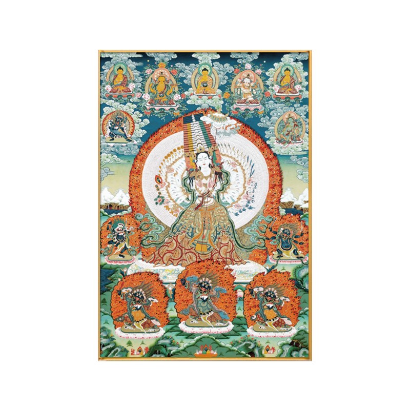 速发唐卡佛像装饰画千手观音菩萨玄关挂画客厅藏传家用佛画中堂画