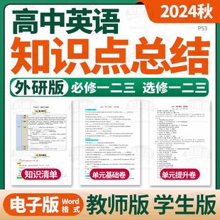 2025外研版 高中英语必修一二三选修一二三单元 知识点清单归纳总结单元 测试卷基础提升卷考点速记巧练高一高二电子版