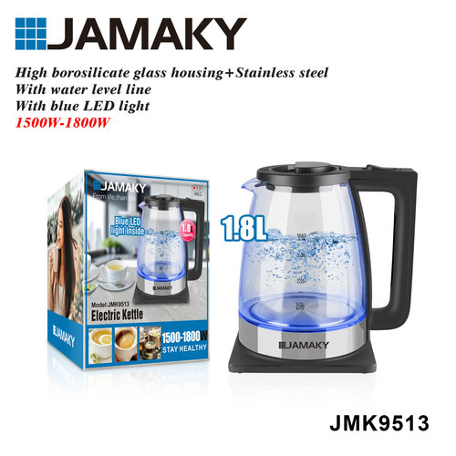 JAMAKY 高鹏硅玻璃热水壶大容量1.8L玻璃水壶自动断电电水壶