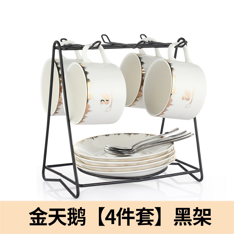 陶瓷杯咖啡杯套装家用欧式小奢华咖啡杯小精致4件套杯碟勺B