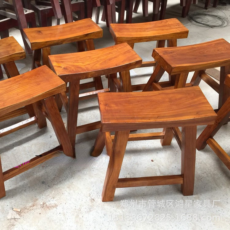 实木餐凳马鞍凳子松木酒吧凳小方凳中餐馆饭店桌椅板凳榆木餐椅