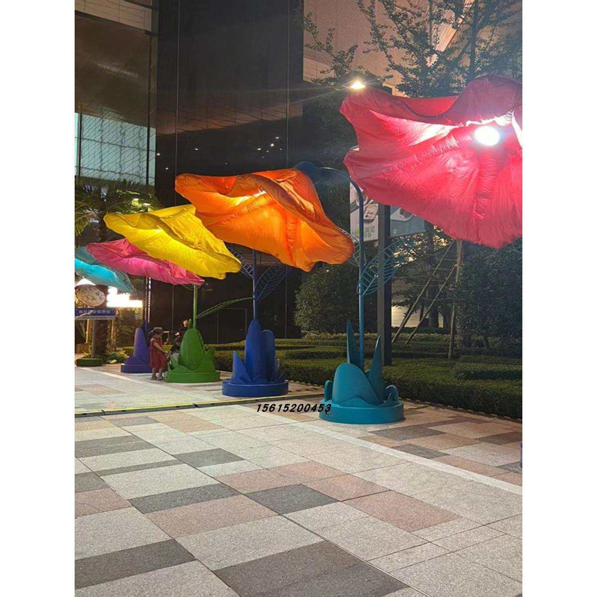 灯自动感应户外花开合牵牛感应气模玫瑰互动大型机械网红花朵花