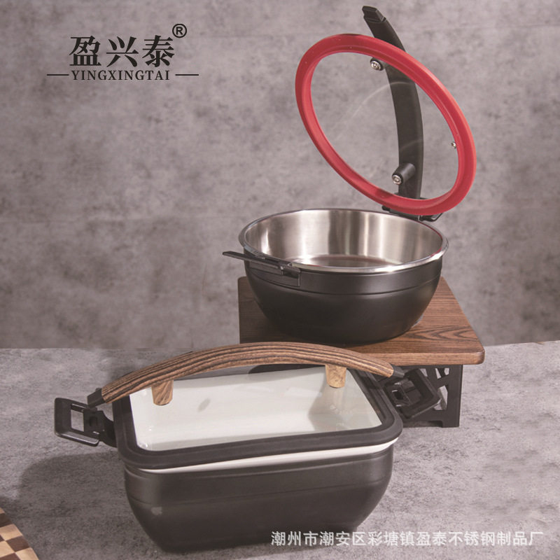 自助餐保温锅早餐酒店餐厅自助餐炉布菲炉陶瓷内胆不锈钢插盖式方