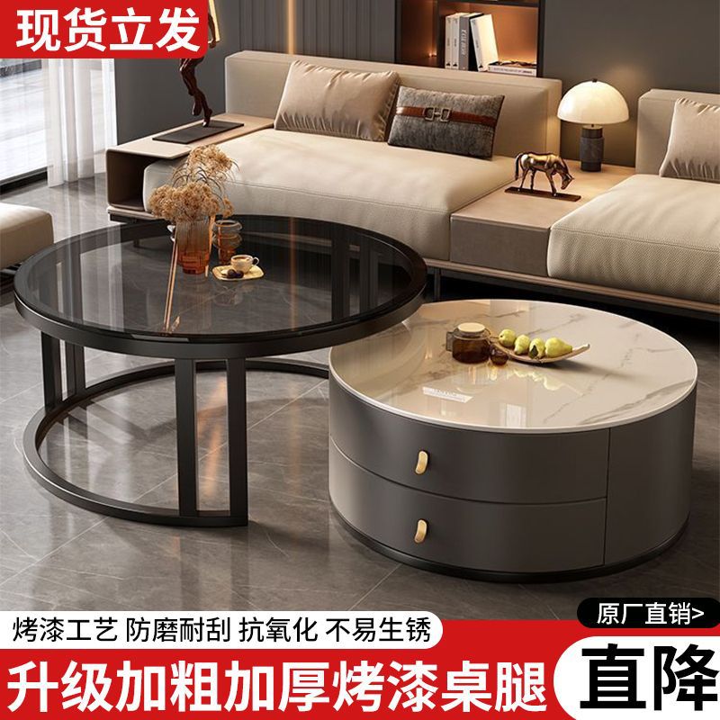 轻奢茶几客厅家用小户型桌子欧式简约现代玻璃茶几电视柜套装其他