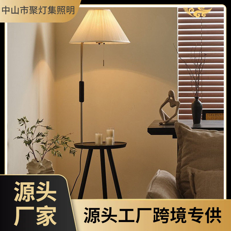 法式中古落地灯客厅沙发旁置物架美式复古卧室氛围高级感立式台灯