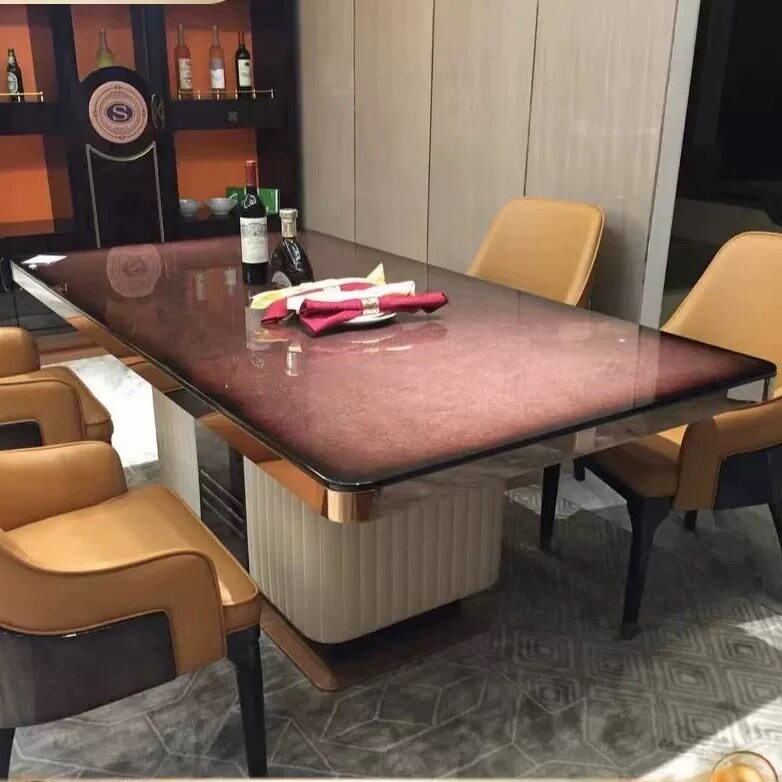 意式轻奢简约长桌奢华餐桌家具后现代餐桌椅组合实木高端别墅餐厅