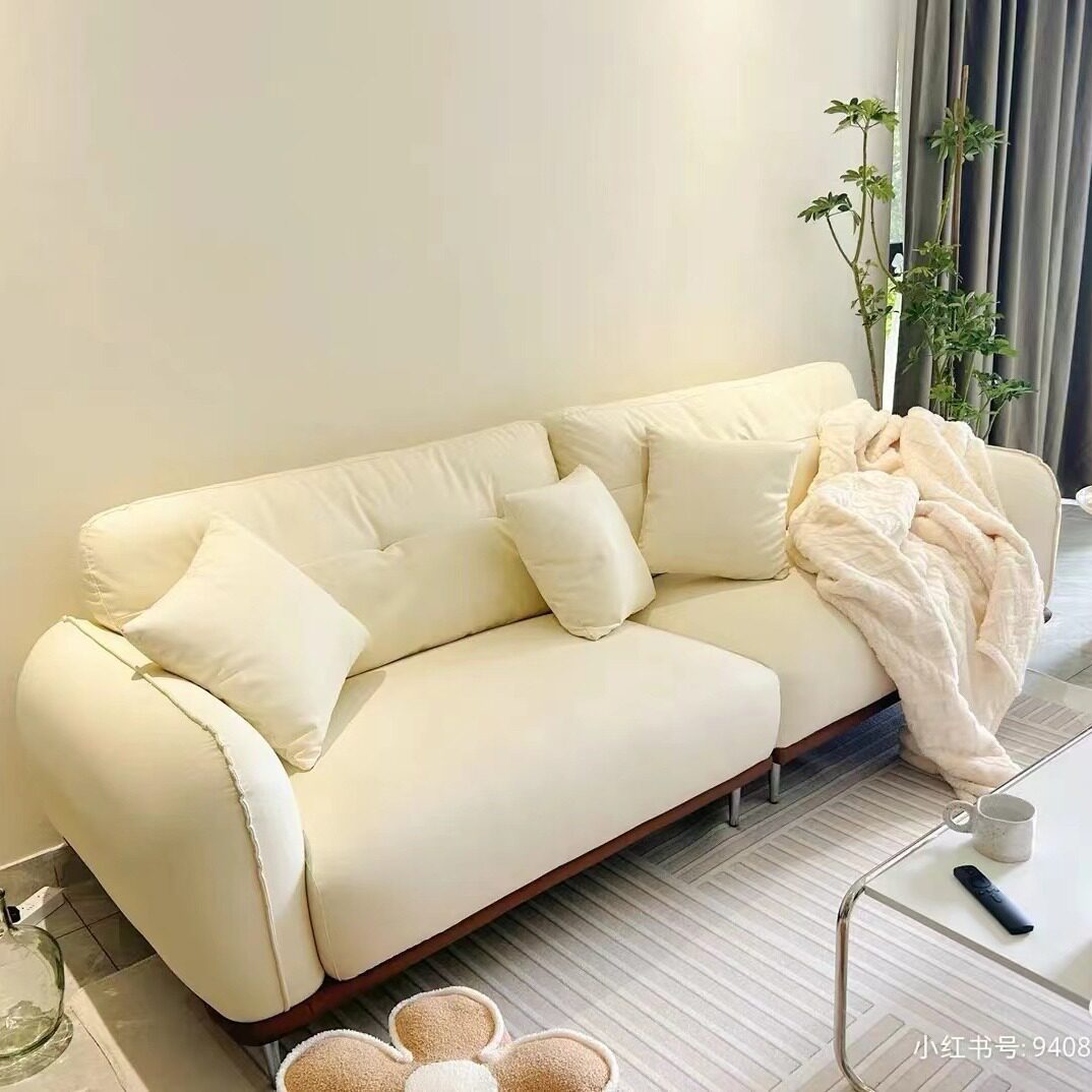 北欧奶油风布艺沙发客厅小户型科技布日式现代简约三人位猫爪皮