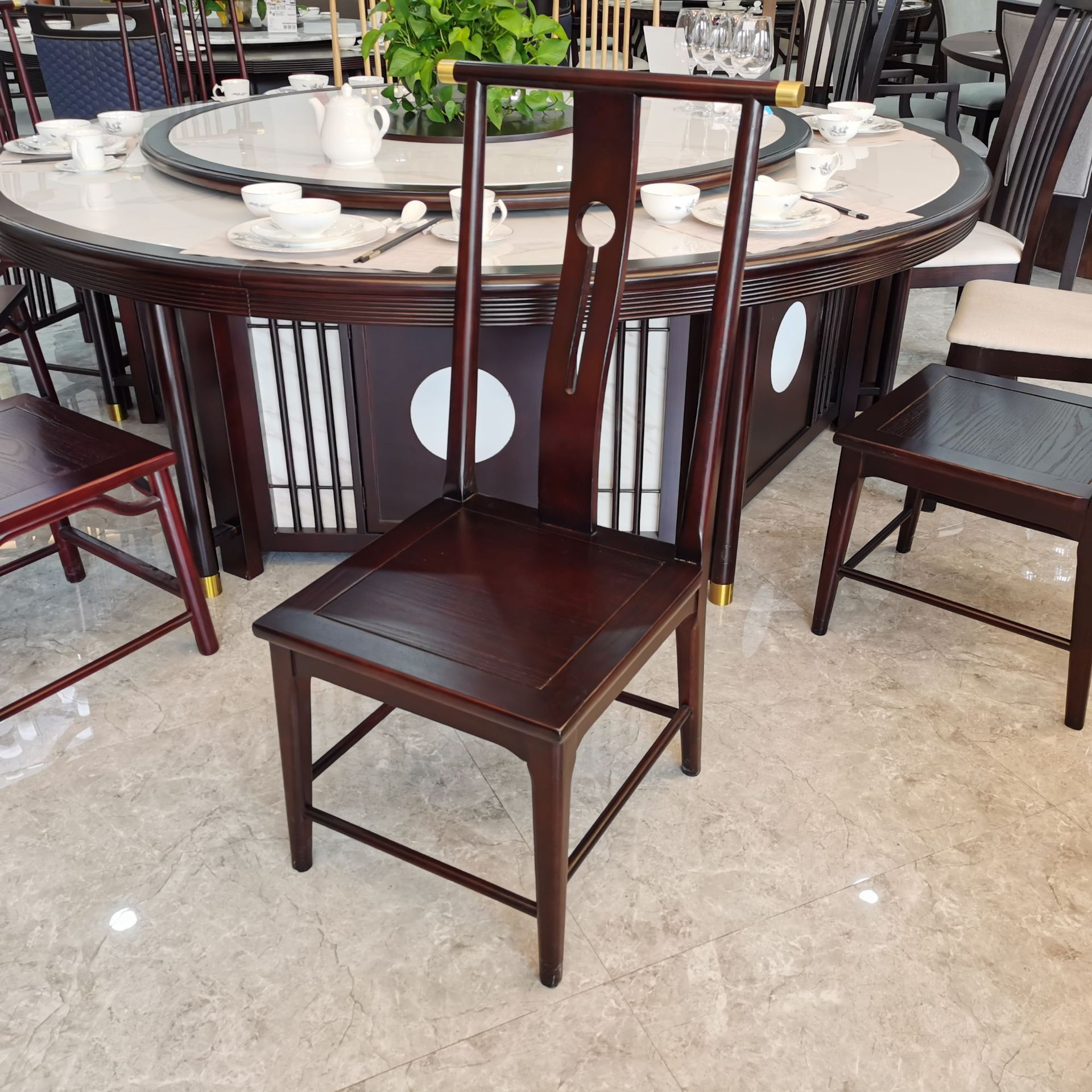 新中式餐椅家用酒店餐厅实木靠背餐椅高端橡胶木椅子厂家直销
