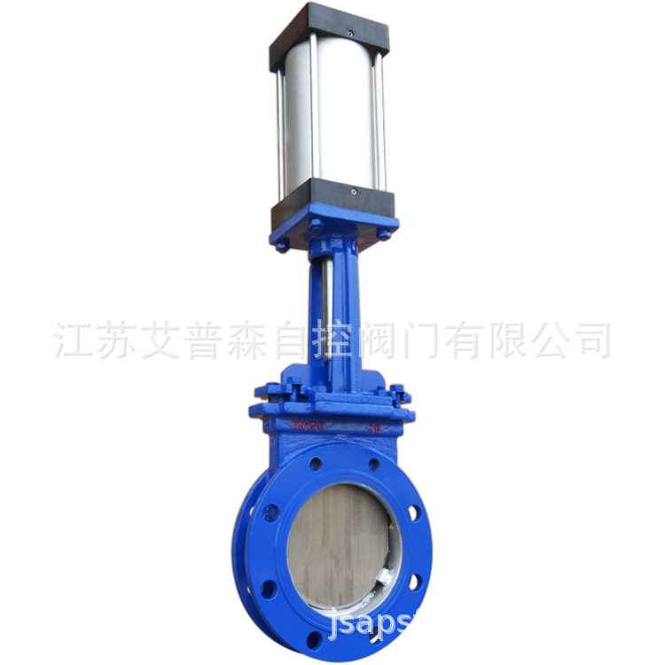 气动对夹刀闸阀/气动铸钢对夹式排渣刀型闸阀PZ673H-16 DN50/65