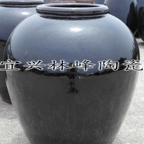 供应宜兴陶瓷大酒缸 200斤容量圆口黑釉酒坛(100公斤)