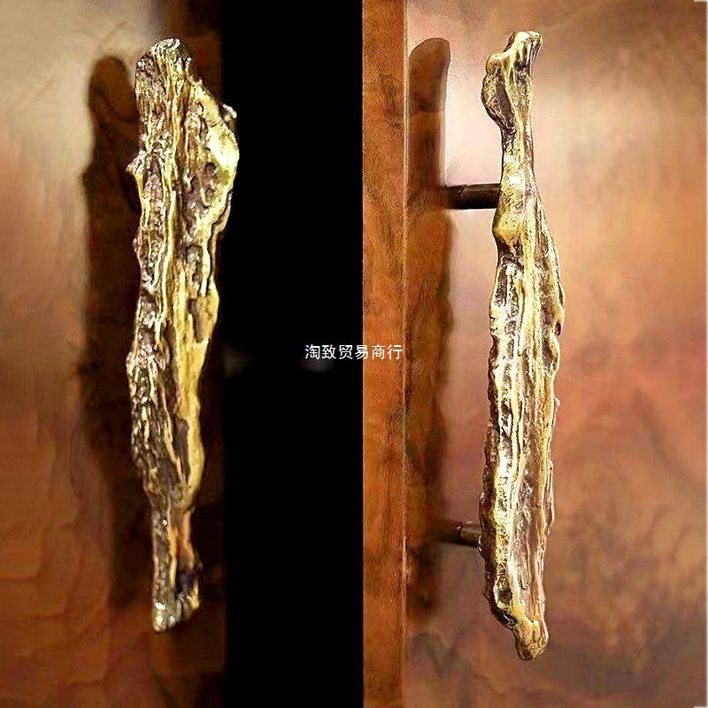 门把手黄铜法式复古中式把手橱柜衣柜卧室玻璃门实木门老式拉手