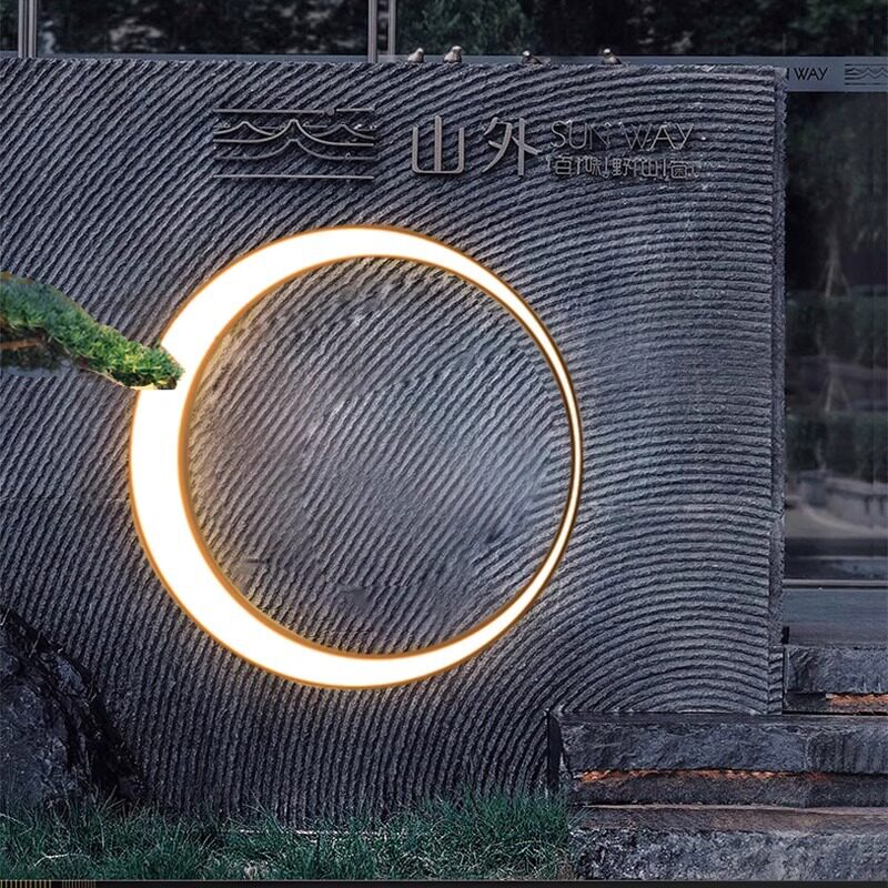 小院壁灯大门两侧花园影壁墙露台背景圆形现代户外防水别墅庭院灯