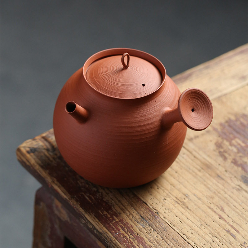 工夫茶手工煮茶壶炭炉功夫陶壶砂铫壶手工砂铫壶红泥小茶壶侧把壶