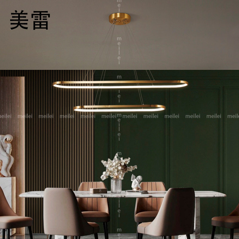 全铜北欧轻奢极简线条led吊灯现代简约创个性吧台新款餐厅灯