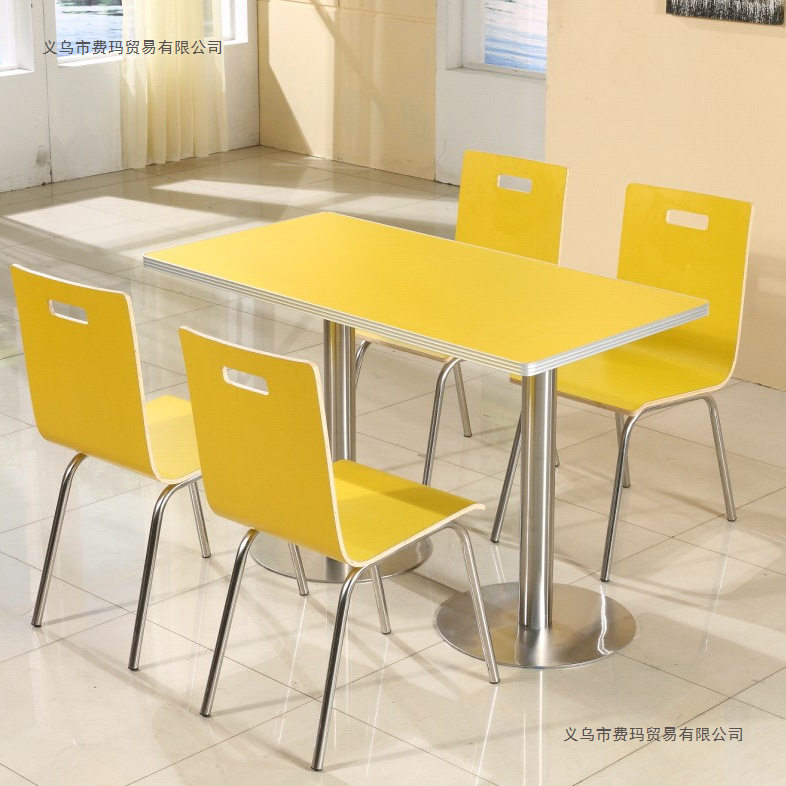 小吃店快餐桌椅组合面馆学校学生食堂员工厂餐厅不锈钢餐桌子