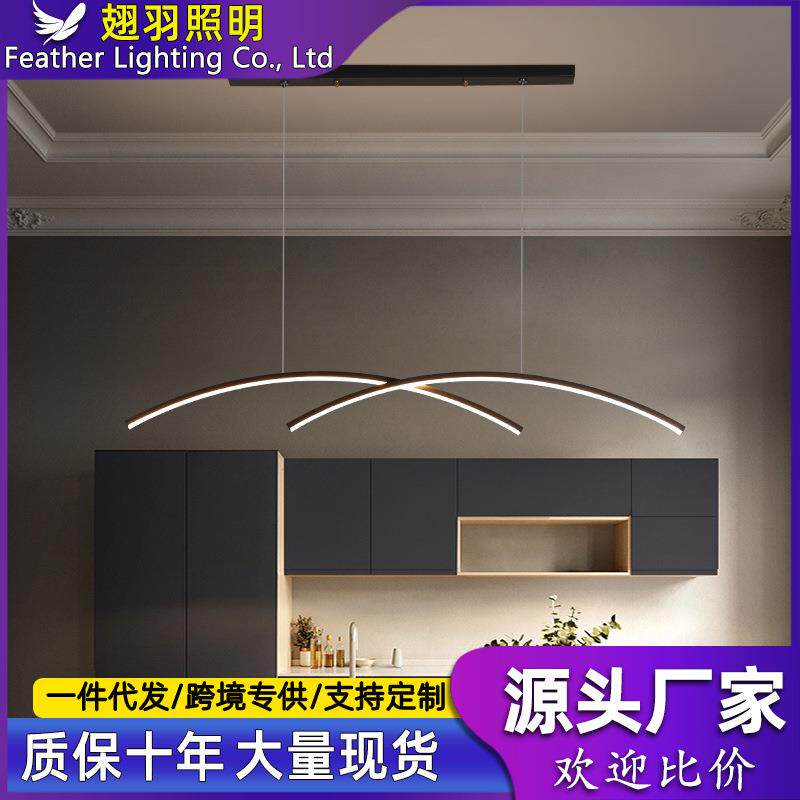 餐厅吊灯北欧极简长线条轻奢吧台吊灯办公室现代简约餐桌饭厅灯具