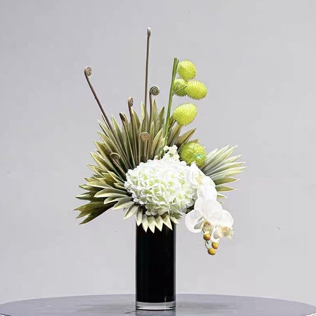 简约现代绿色仿真小绿植花艺插花洽谈桌样板房茶几餐桌面创意摆件