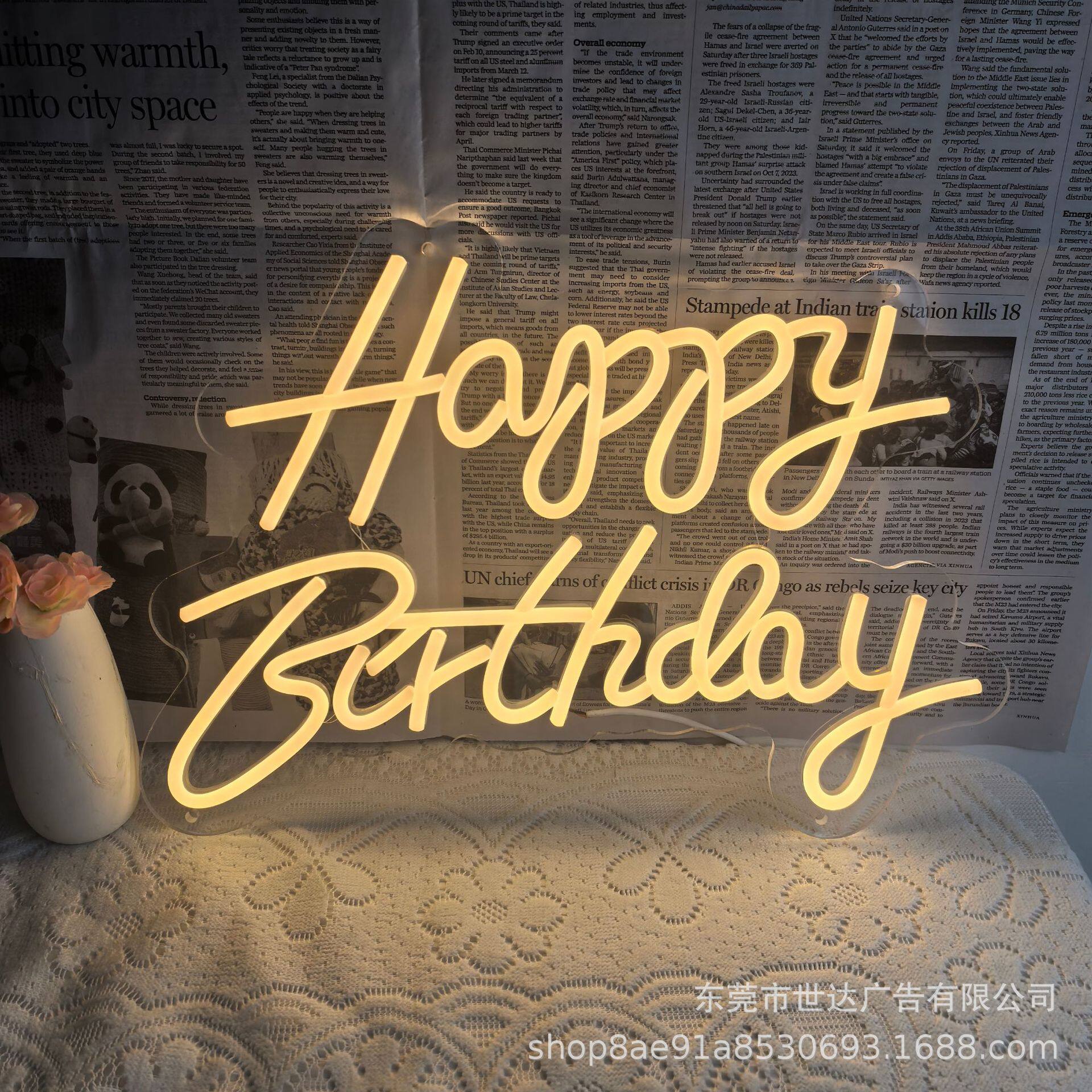 生日快乐霓虹灯求婚庆派对场景布置装饰灯牌led氛围灯亚马逊直销