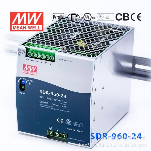 SDR-960台湾明纬24/48V直流导轨开关电源960W 主动式PFC