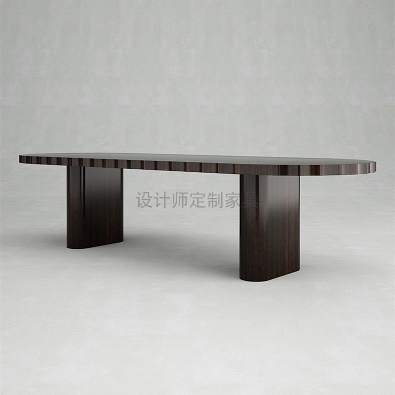 北欧简约现代家用实木餐桌设计师创意办公桌椭圆形会议桌洽谈桌