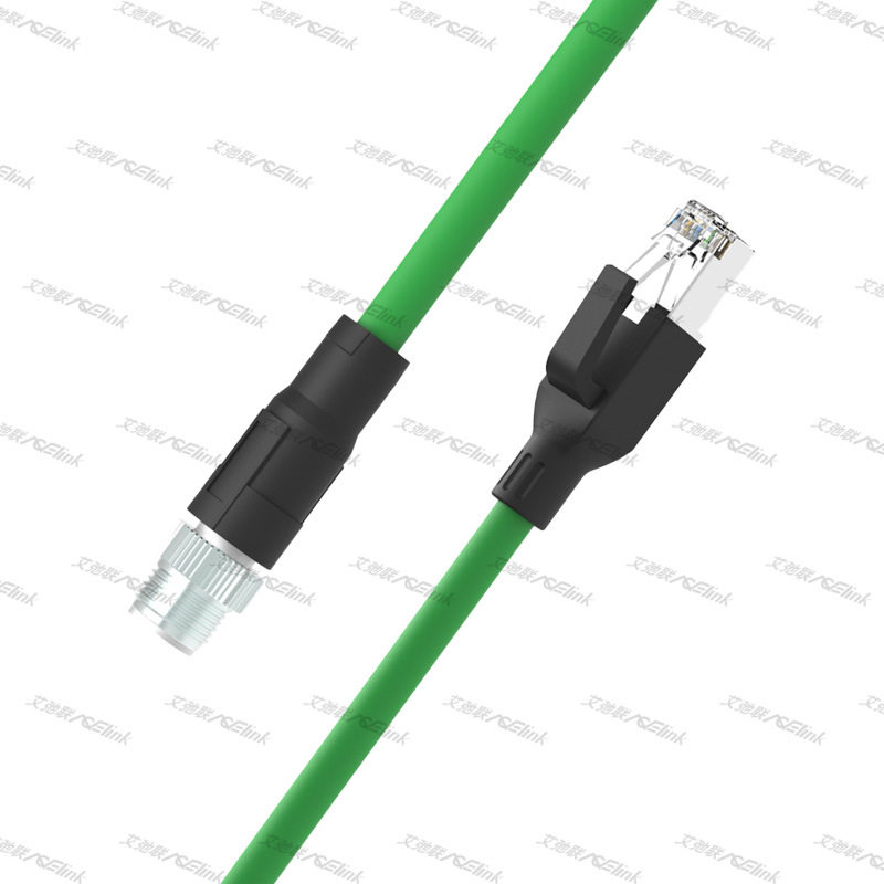 M12 X型公头转RJ45公头8芯防水连接器拖链