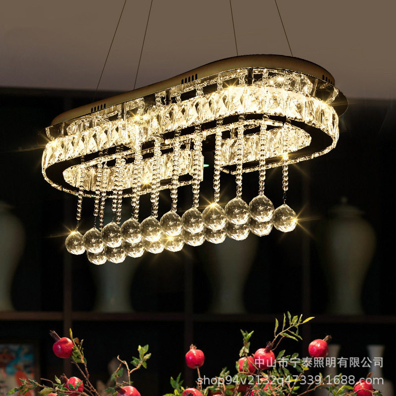 餐厅吊灯简约现代led创意餐吊吧台灯具智能长方形轻奢饭厅水晶灯