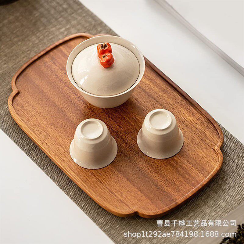 胡桃木日式干泡台茶盘实木质壶承家用简约酒店咖啡长方形托盘茶台