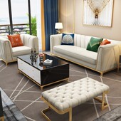 客厅轻奢三人位直排沙发现代简约小户型123皮艺沙发组合套装 SF702