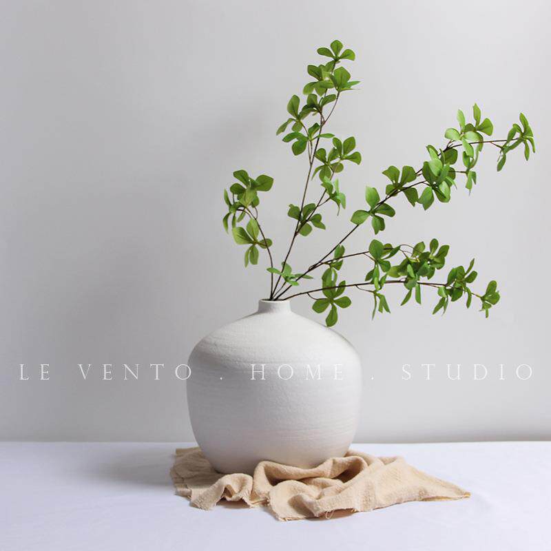 乐梦白色干花大陶瓷落地花瓶马醉木水养插花花器手工现代简约