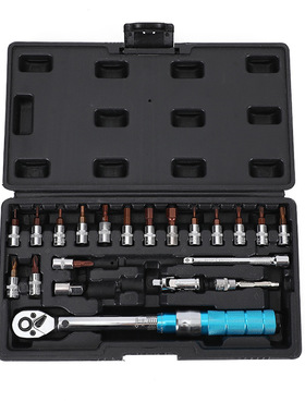 预置式扭矩扳手1/4 5-25N.m 21件套可调扭力扳手 预置力矩扳手