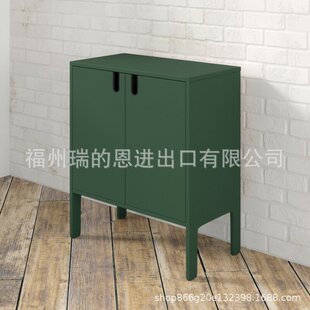 现代简约木制双门储物柜浴室卧室客厅边柜双门柜深绿色