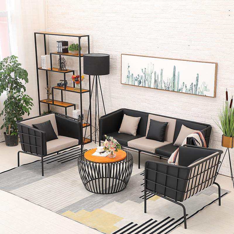 工业风沙发铁艺服装店办公椅简约现代创意北欧茶几工作室单人双人