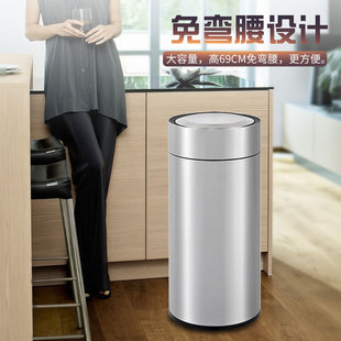 家用大容量感应不锈钢垃圾桶30L客厅办公室创意圆形智能垃圾箱