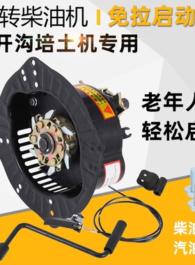 开沟培土机专用手摇免拉启动器反转柴油汽油机178FS 186FS 1800转