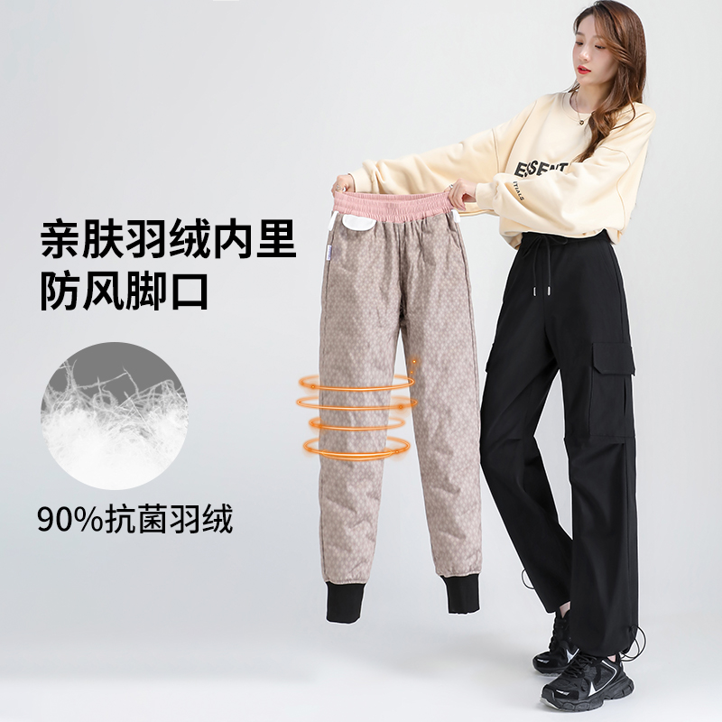 【CC家CC】裤长103cm防泼水3D立体男女工装宽松抗菌羽绒裤 88718