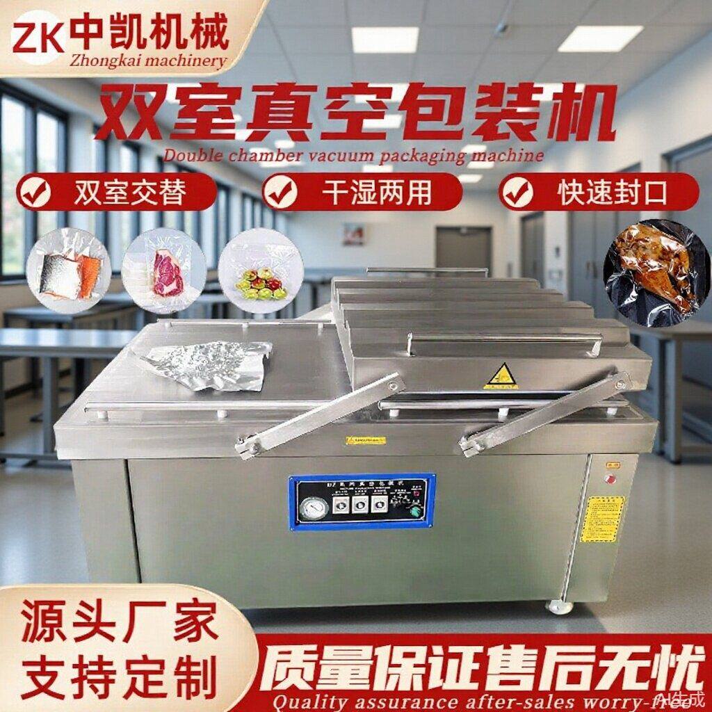 双室真空包装机酱料封口机 熟食烧鸡烧肉腊肠腊肉盐焗鸡包装机