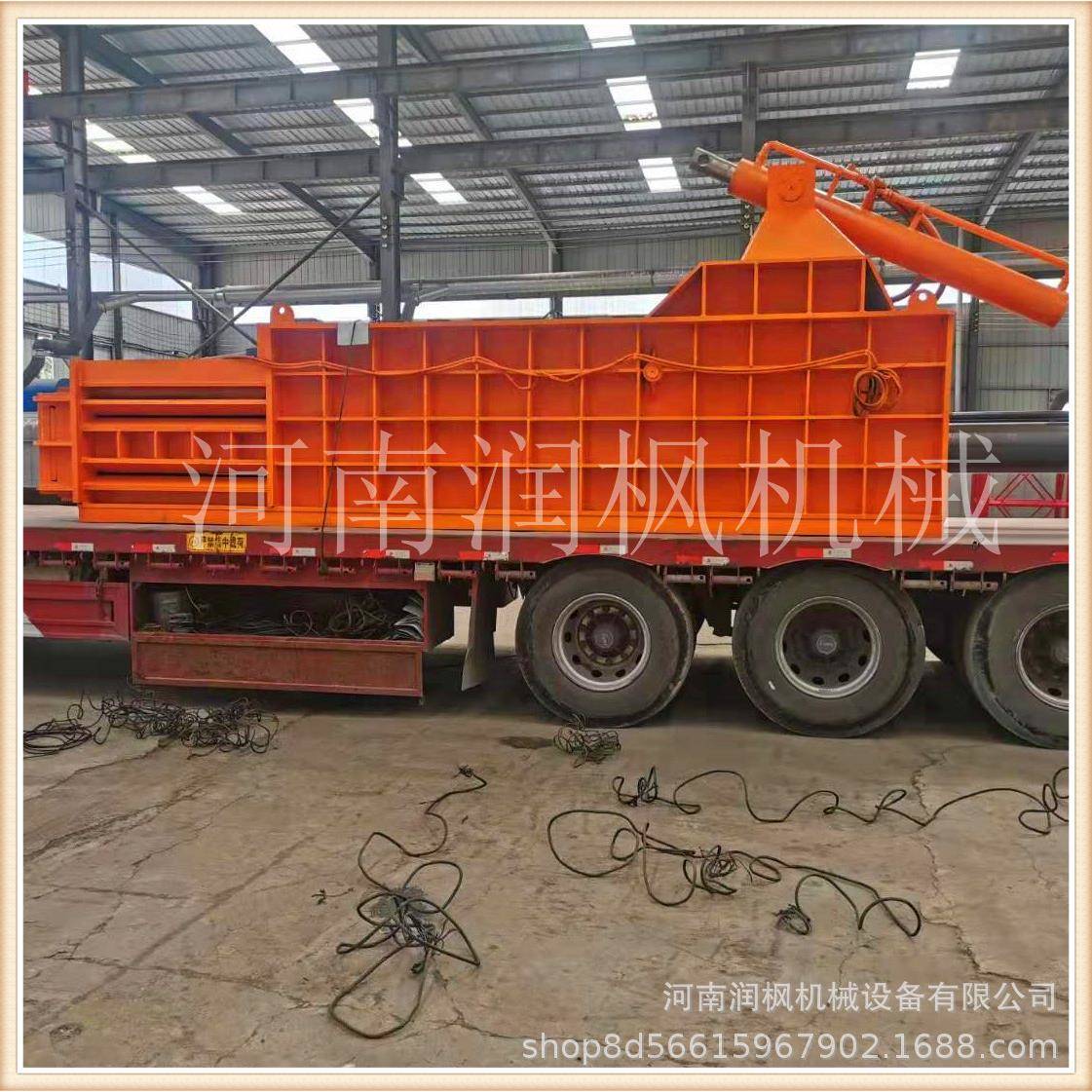 废品站卧式金属压块机液压铸铁屑铝屑打包机废弃物料回收压扁机