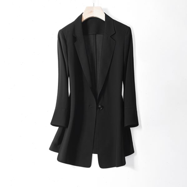 2021新款西装女夏薄款外套女夏黑色垂感夏天雪纺小西服七分袖女装