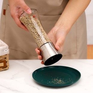 黑胡椒研磨器不锈钢家用花椒粉海盐调料研磨瓶手动磨盐神器