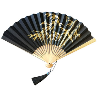 将进酒周边沈兰舟cos服配中国古风手绘折扇定制黑金汉服文创礼品