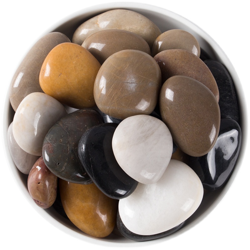 五彩色特级小石头鹅卵石铺地庭院鱼缸白色雨花石原石天然造景石子