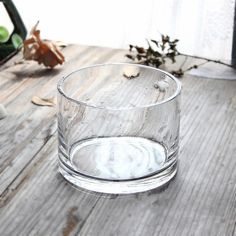 桌面小鱼缸圆形圆筒玻璃器皿高品质加厚透亮玻璃花瓶卧室装饰摆件