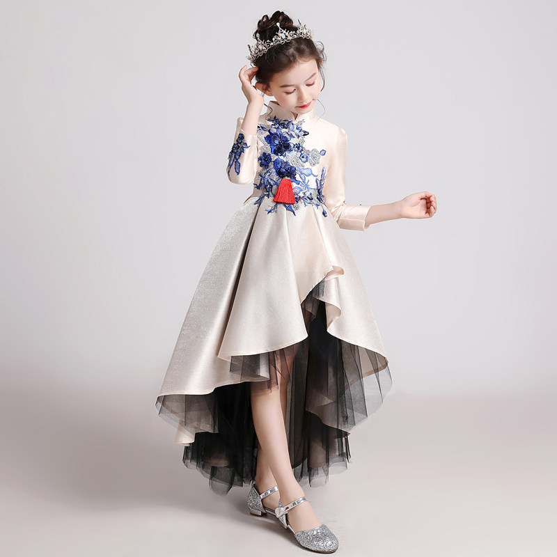 女童中式礼服国风舞台走秀表演服国潮演讲主持人钢琴古筝演出服春