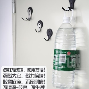 无痕磁吸挂钩包胶门后磁性挂钩超强磁力免打孔吸铁石不锈钢磁挂钩